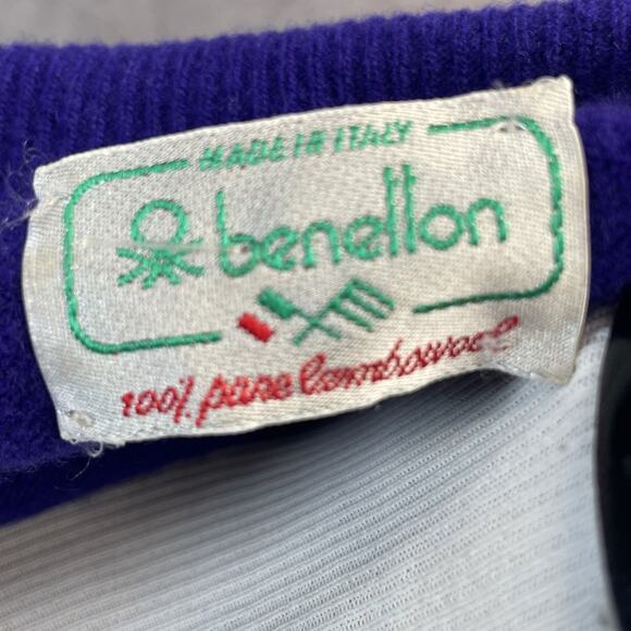 Vtg 80s Benetton Pure Lambswool Purple Maxi Cardigan Made in Italy Size 44 US 12 - Picture 5 of 6